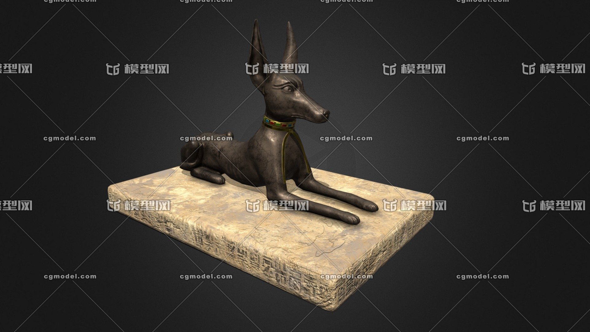 阿努比斯 埃及猎犬 狗 雕像 石雕 文物 埃及法老 石板 刻字 死神 神话