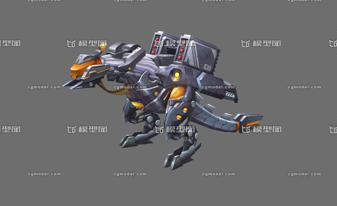手绘 写实 机械暴龙 机械兽 机甲霸王龙 科幻机器怪物 铁甲战甲