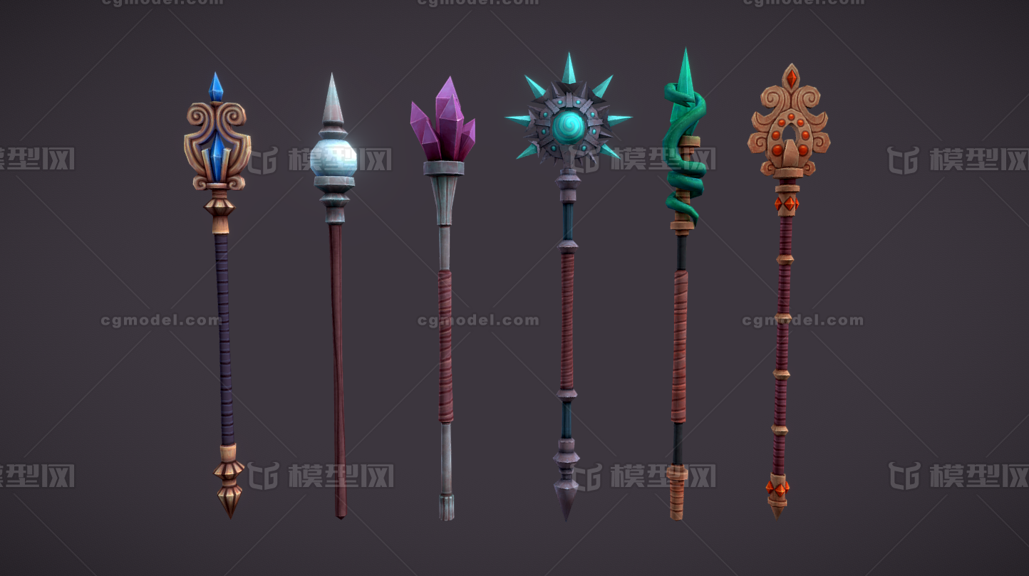 手绘法杖 手杖 权杖 _justin_作品_武器冷兵器_cg模型网