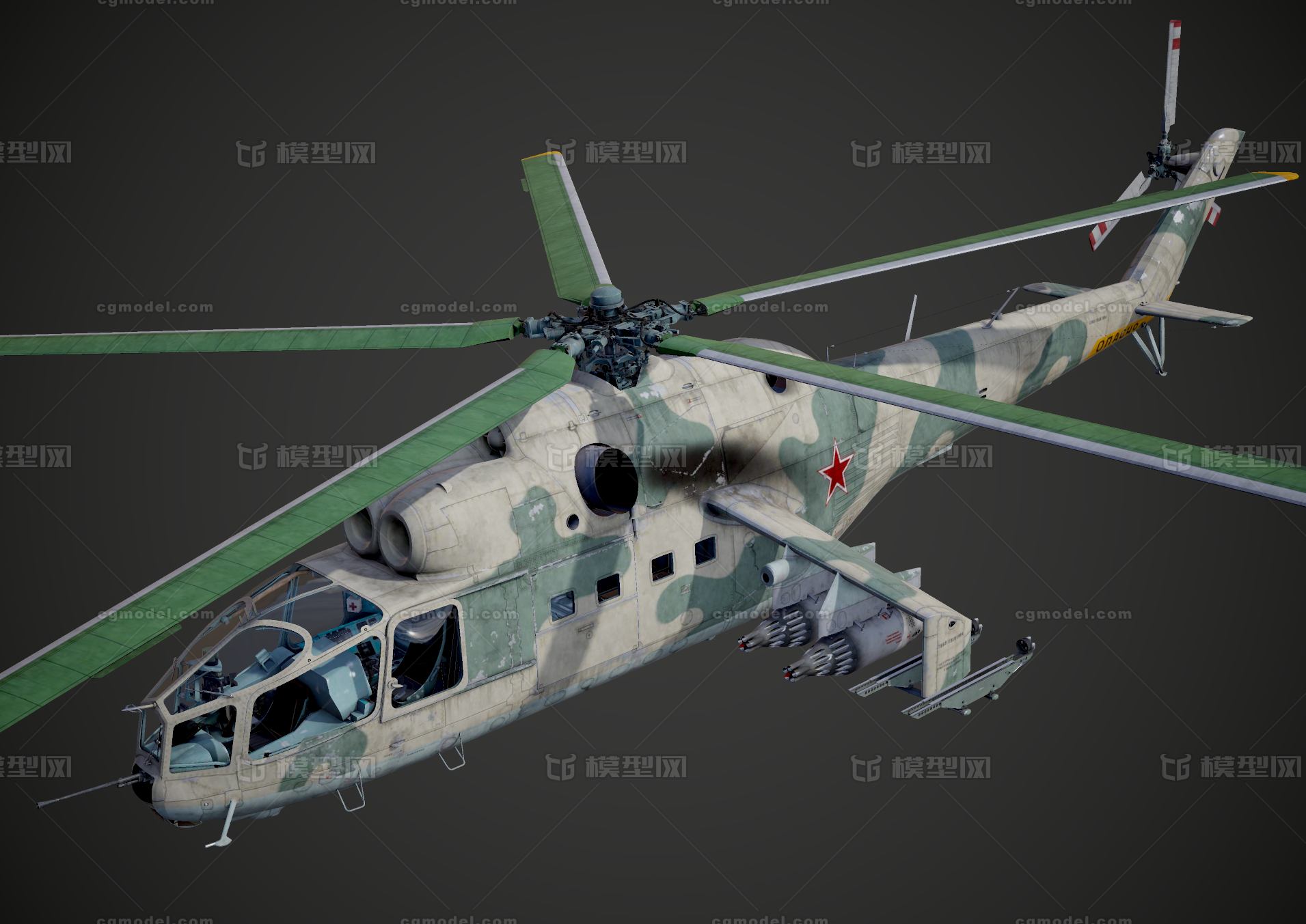 苏联 米24*初代 米-24a武装直升机 米24 mi-24a hind 俄式直升机雌鹿