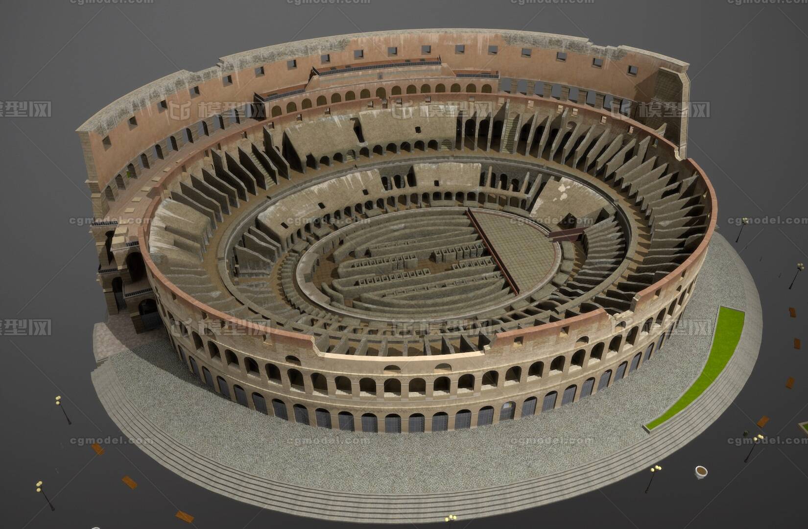 写实 古罗马 斗兽场 colosseum 罗马角斗场 带近距离坑道 世界文化