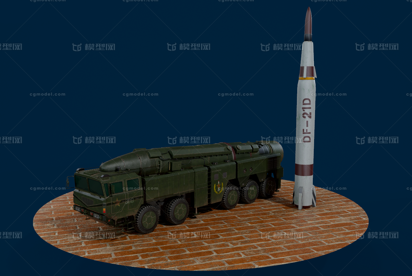 次时代写实解放军东风21导弹发射车模型