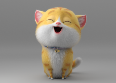 卡通猫咪【带绑定】_3dcartoon作品_动物哺乳_cg模型网