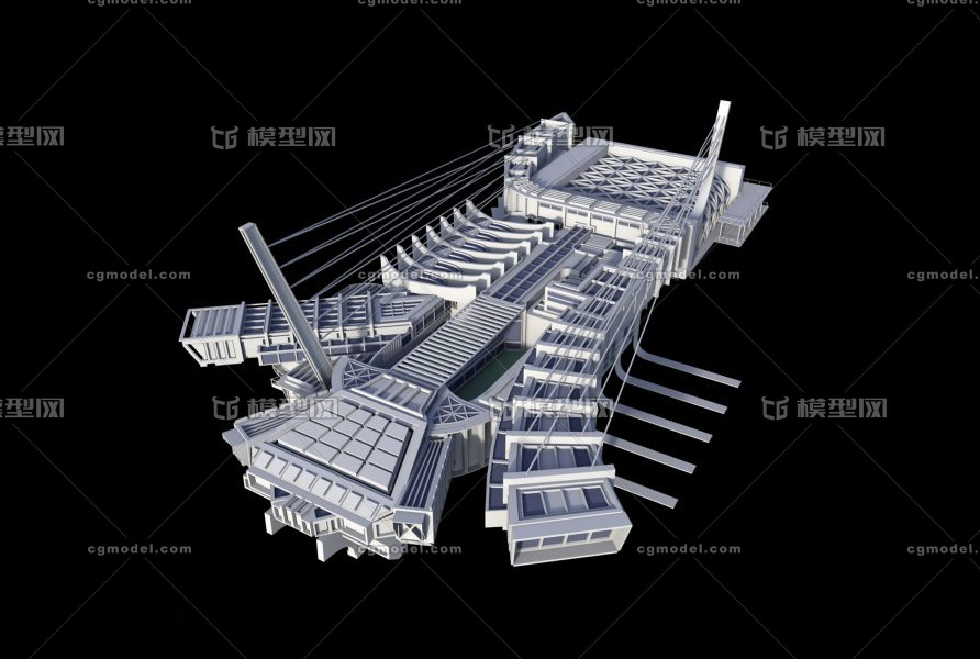 机场塔台航站楼概念建筑 机场航站楼 飞机场塔台模型 航站楼模型 机场