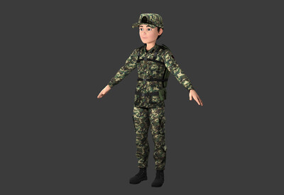卡通军人 卡通士兵 卡通男人 武警 军训服 军人 陆军 教官 军训学生
