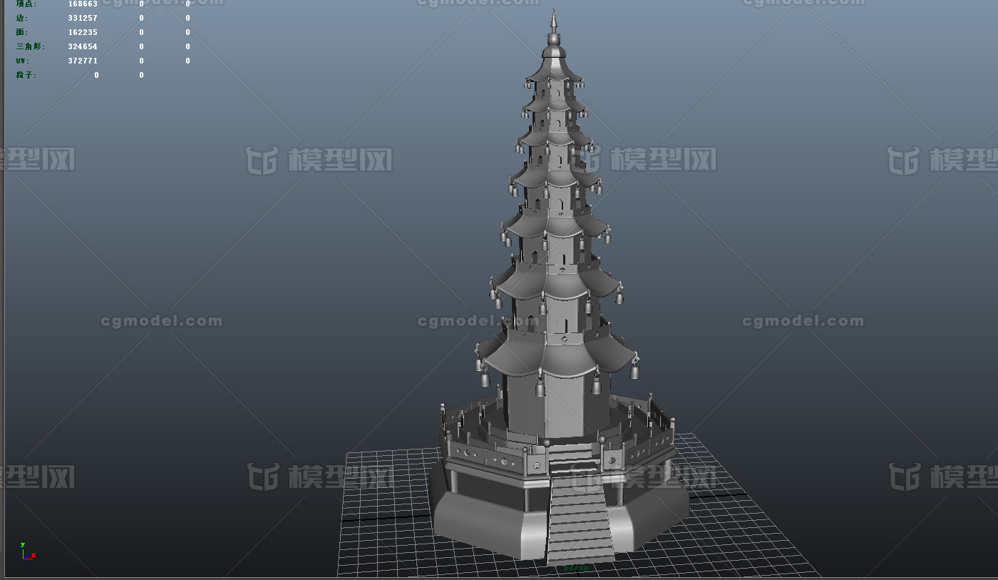寺庙建筑 寺庙塔官方提示:1,如该资源发布者无特别说明,模型结构