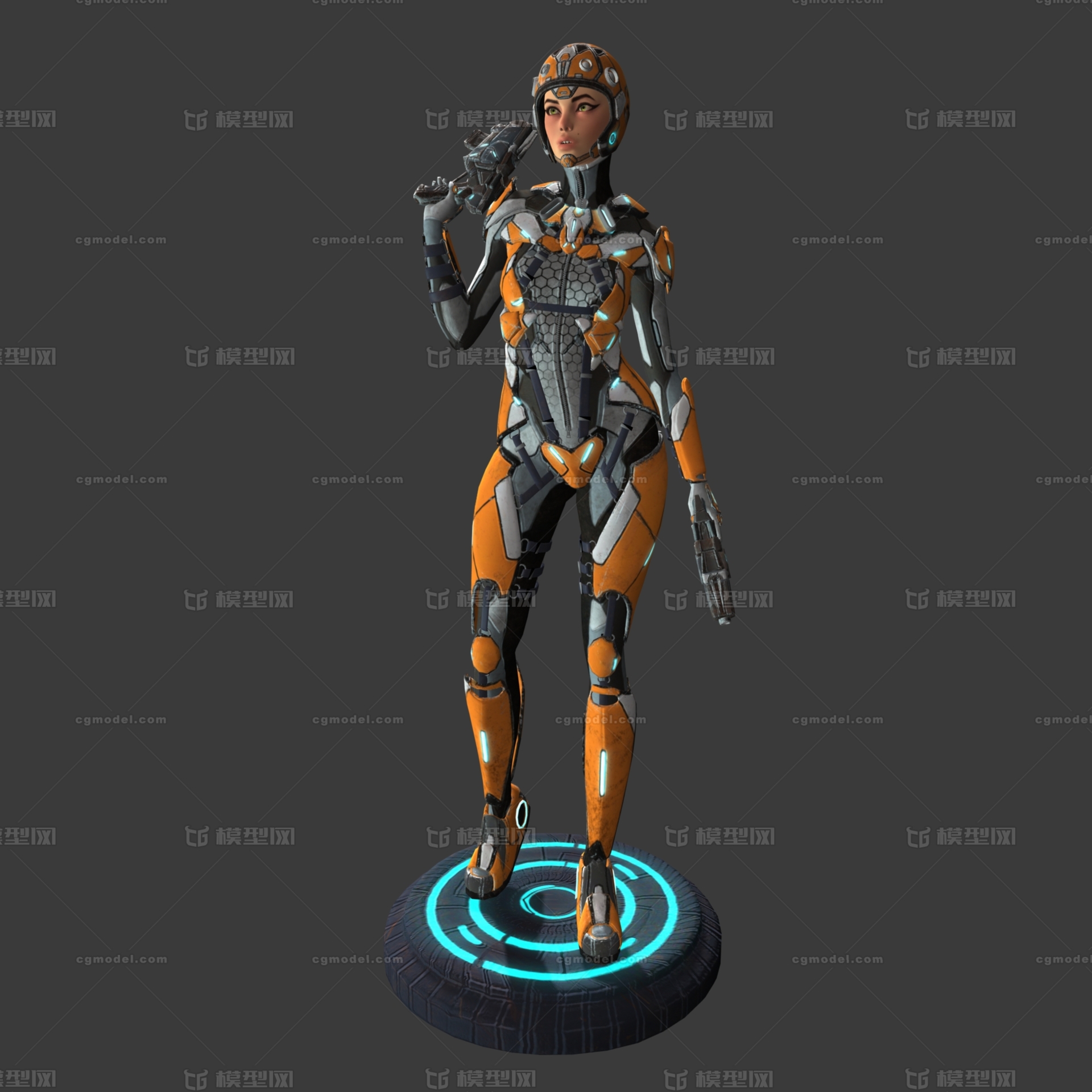 外骨骼女士兵 未来战士 科幻士兵 战斗服 铠甲 科幻女战士 智能机器人