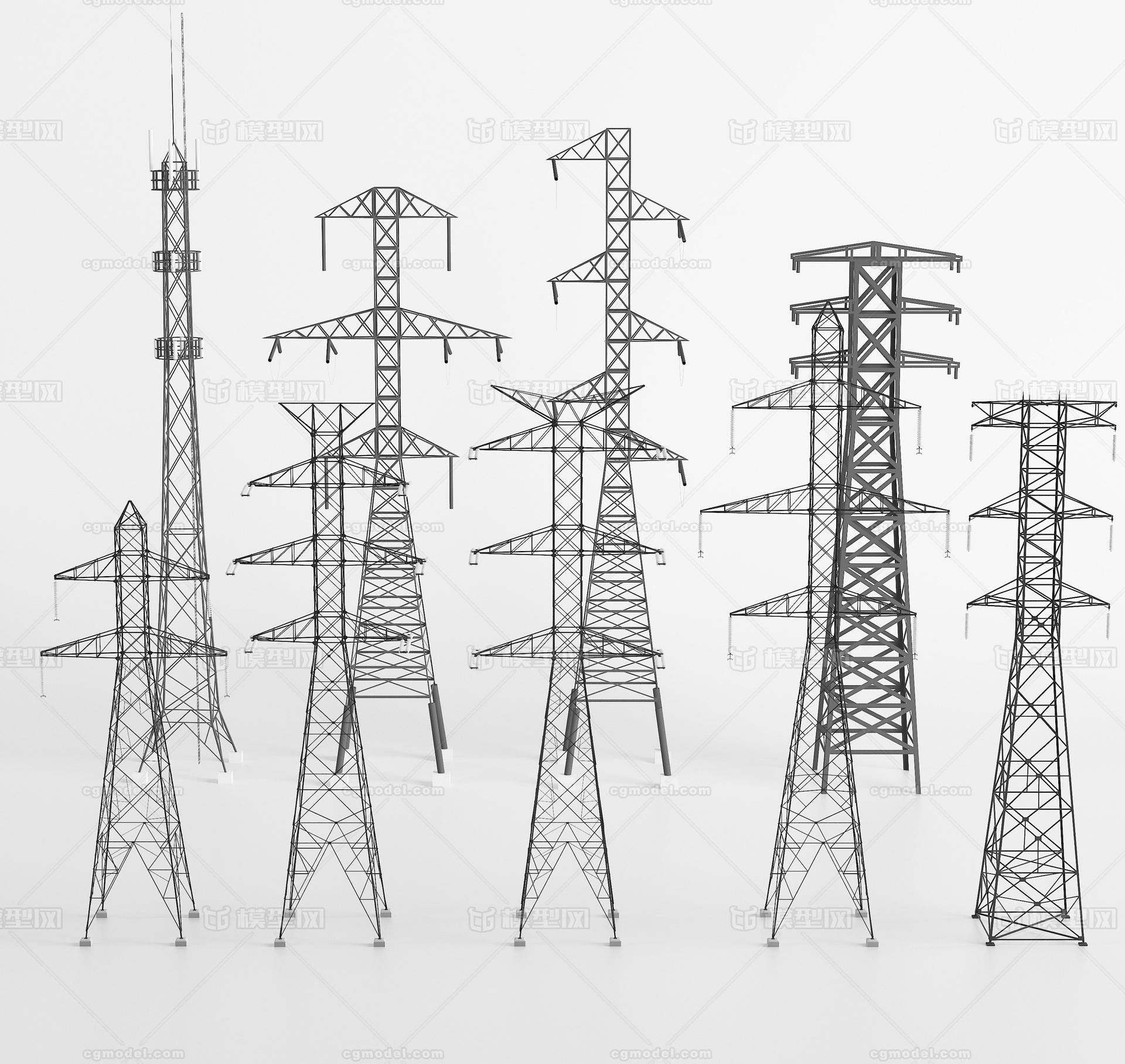 塔 供电 电网 高压线 电_qqingang2010作品_机械/器械工业设备_cg模型