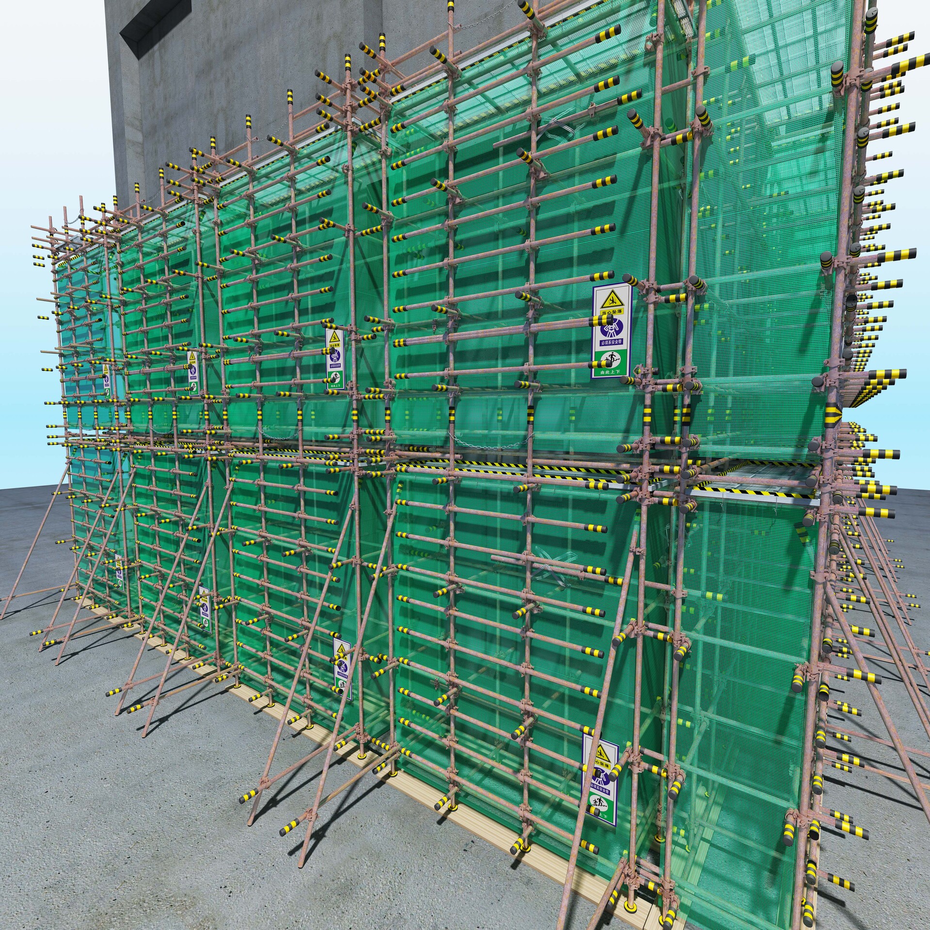 现代工地脚手架  防护网 绿网 拦护网,建筑工程