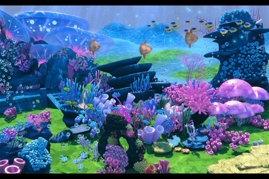 海底场景 海底 海底世界卡通海底 珊瑚礁 海鱼 鱼 海底石头 海底生物