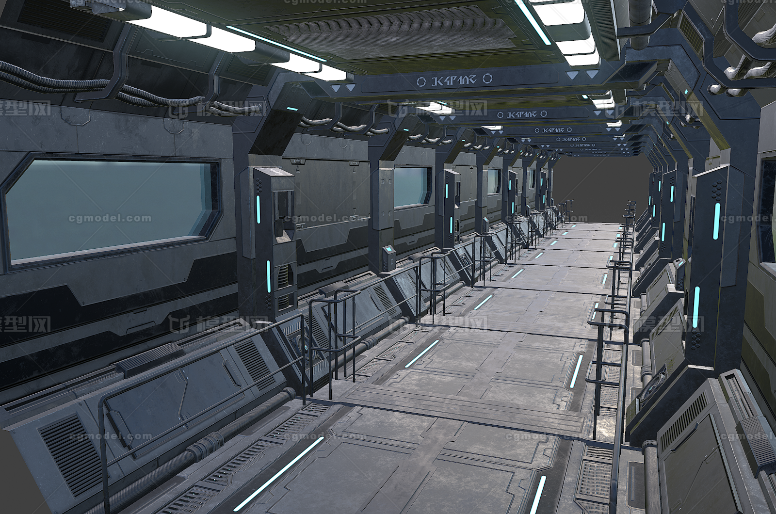 走廊通道甲板隧道 宇宙 空间 空间站 未来 长廊 飞船 scifi 太空基地