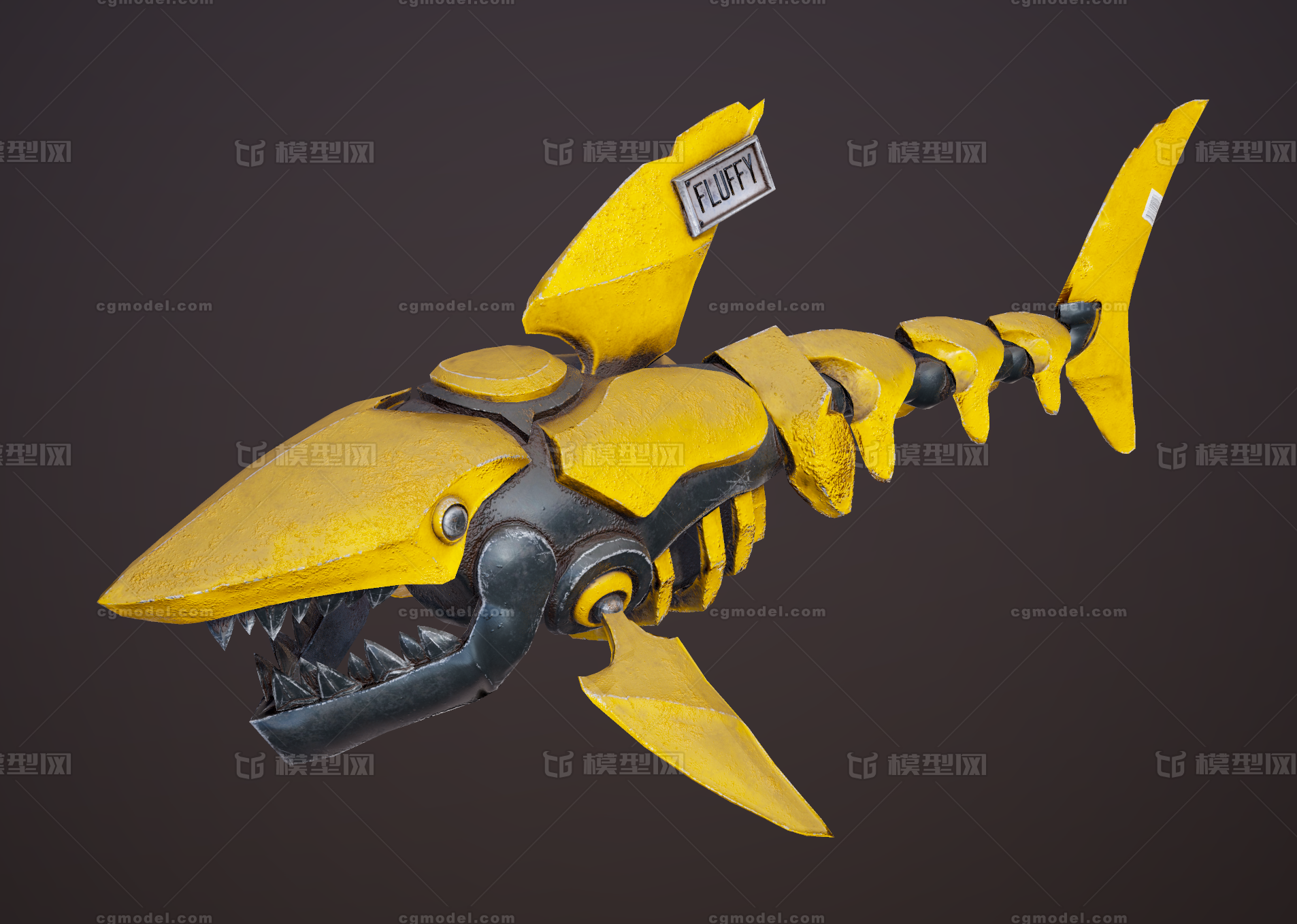 pbr次世代 科幻鲨鱼 机甲 机械鲨鱼 机器人 机械动物 机器动物 海洋
