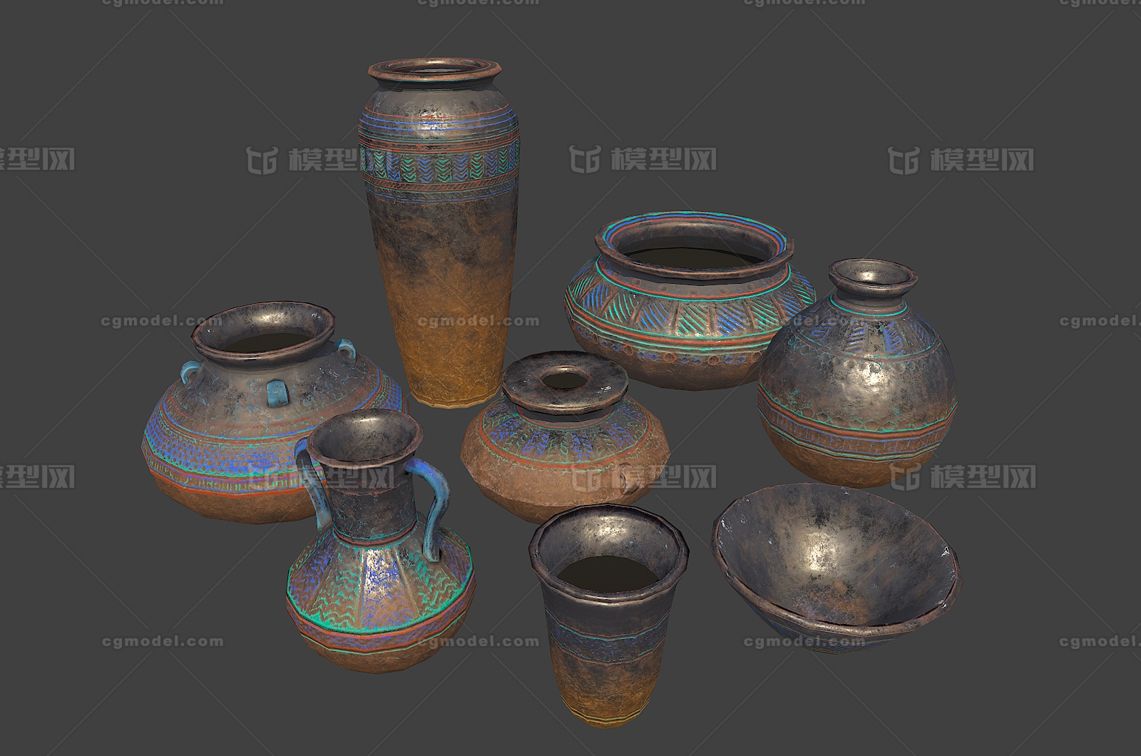 356 pbr次世代 陶罐 罐子 瓦罐 陶瓷 瓷器 陶土 原始 水壶 容器 埃及