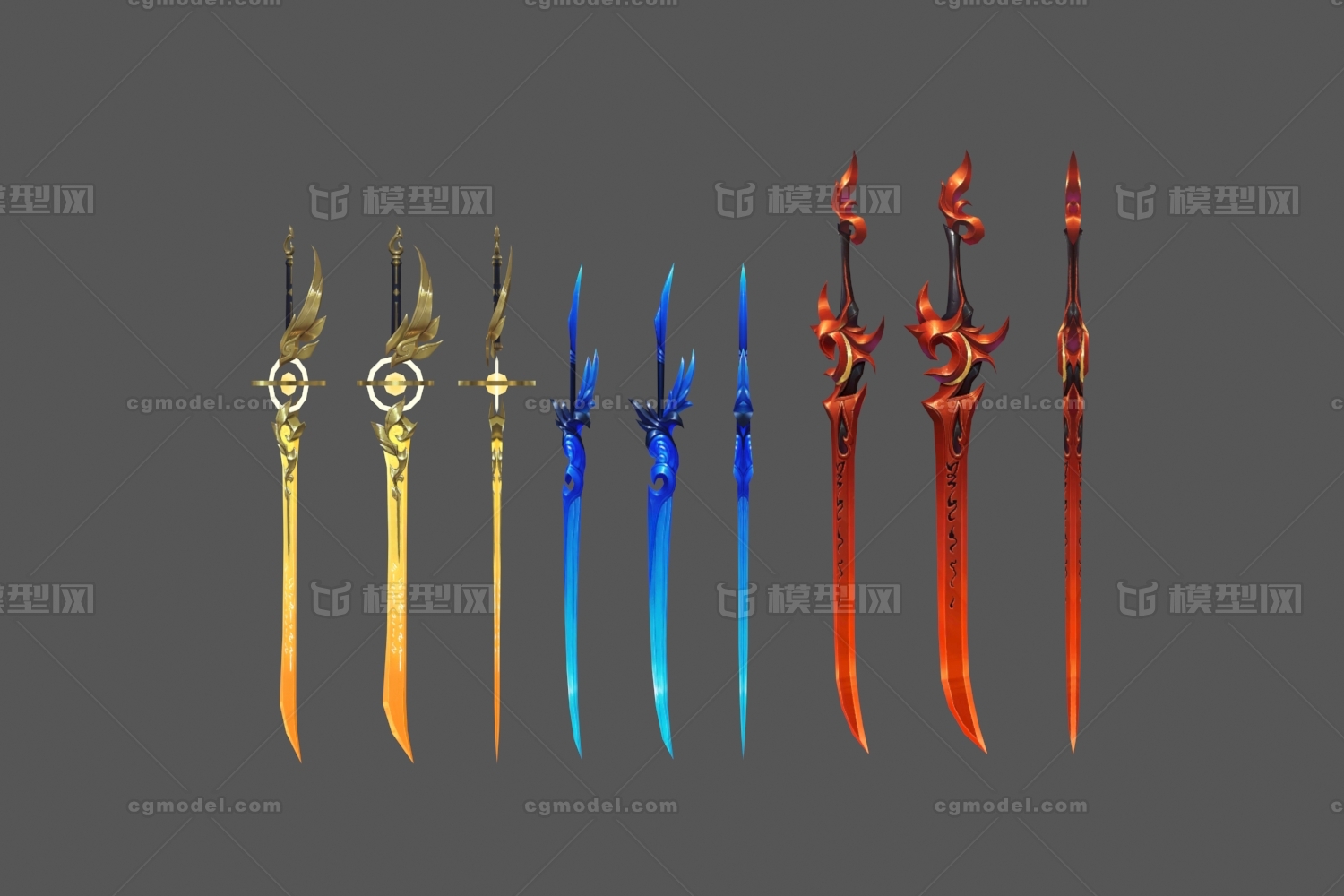刀剑水晶金属火属性光属性水属性 武器兵器中国风手绘低模 Cg模型网 Cgmodel 三维设计师交流互动平台 专注多品类3d模型下载 原创作品分享 软件学习