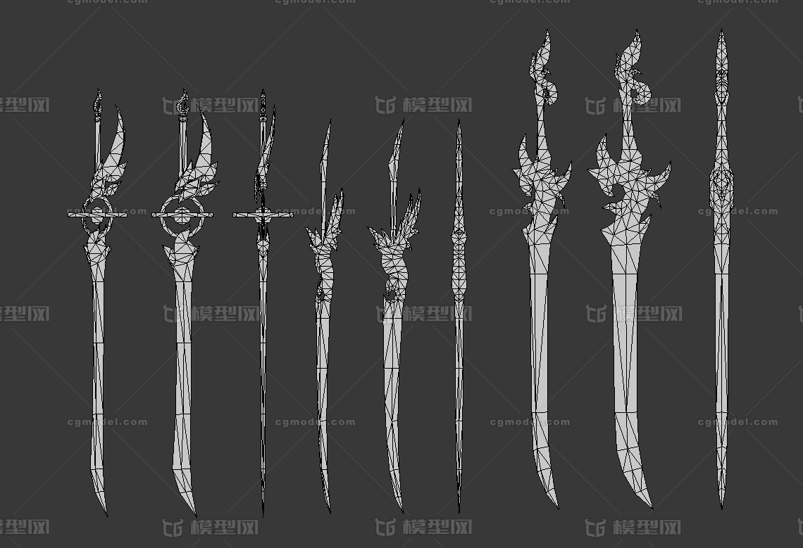 刀剑水晶金属火属性光属性水属性 武器兵器中国风手绘低模 Cg模型网 Cgmodel 三维设计师交流互动平台 专注多品类3d模型下载 原创作品分享 软件学习