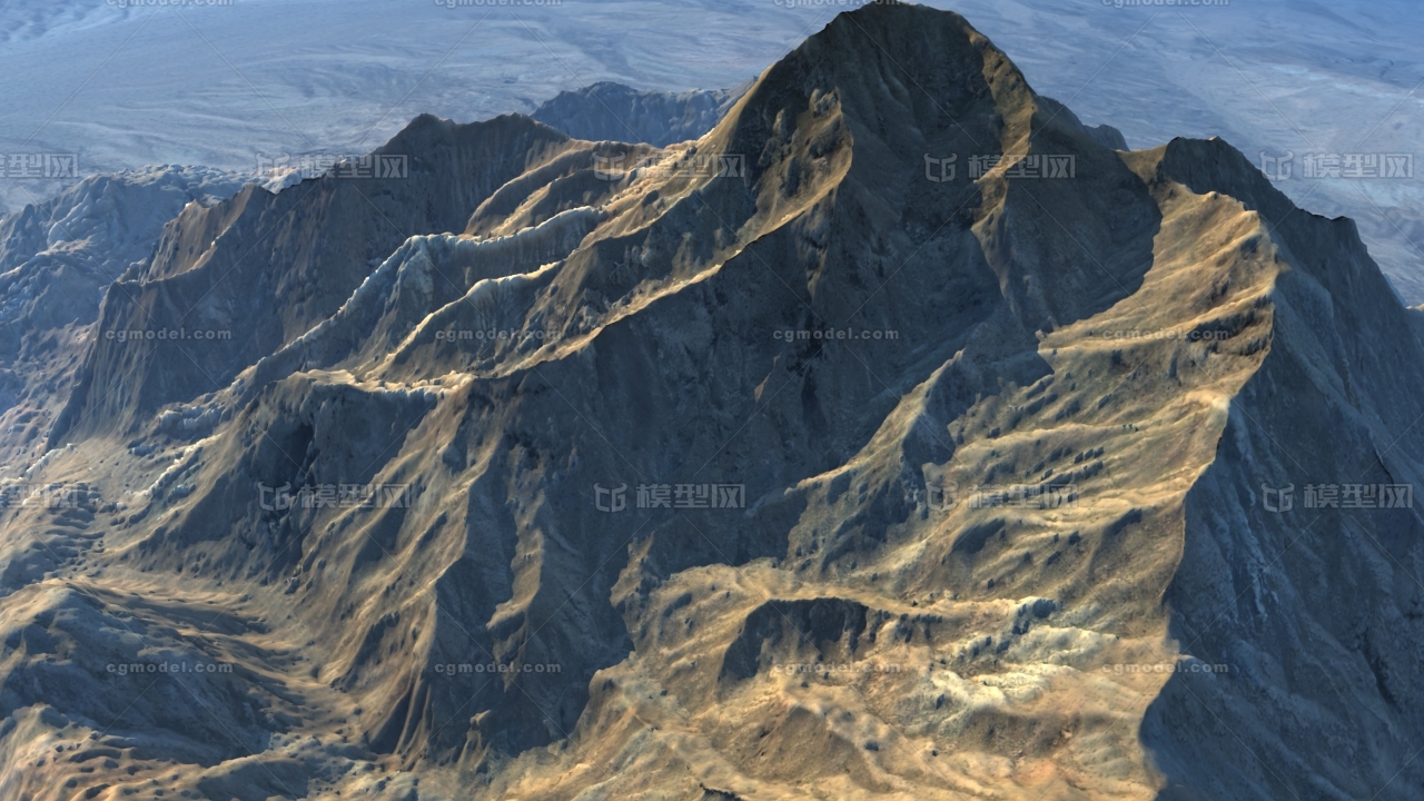 写实*别山体模型大山荒山高原石山荒野黑石头山西部自然场景带灯光