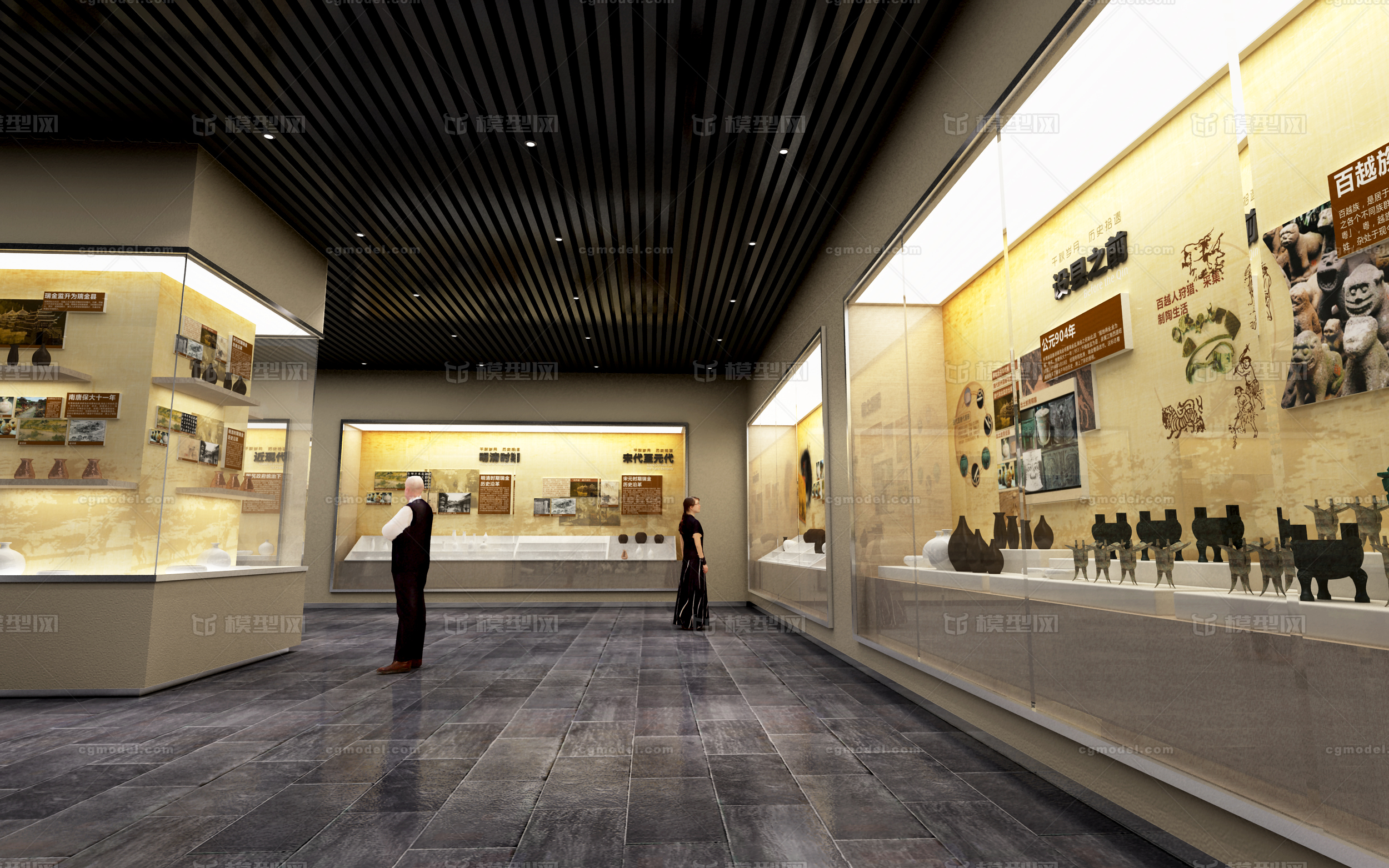 博物馆设计3d模型展览展示展厅陈列设计室内3dmax模型素材