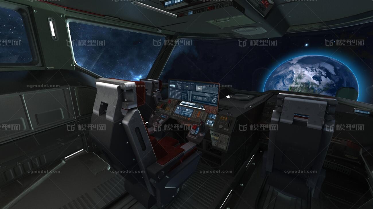 重型太空飞船科幻飞船驾驶舱/船舱/vr ar游戏模型/宇宙飞船/地球宇宙