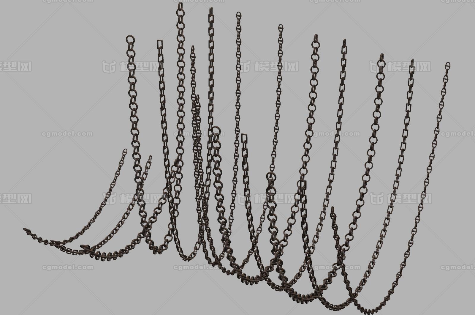 铁链模型包 铁链 铁索 锁链 链条 铁环 链锁 锁扣 铁鞭 串铁环 锁 链