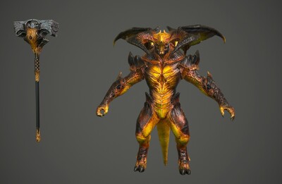 PBR 恶魔毁灭者 带完整的动画 恶魔领主 次世代 BOSS