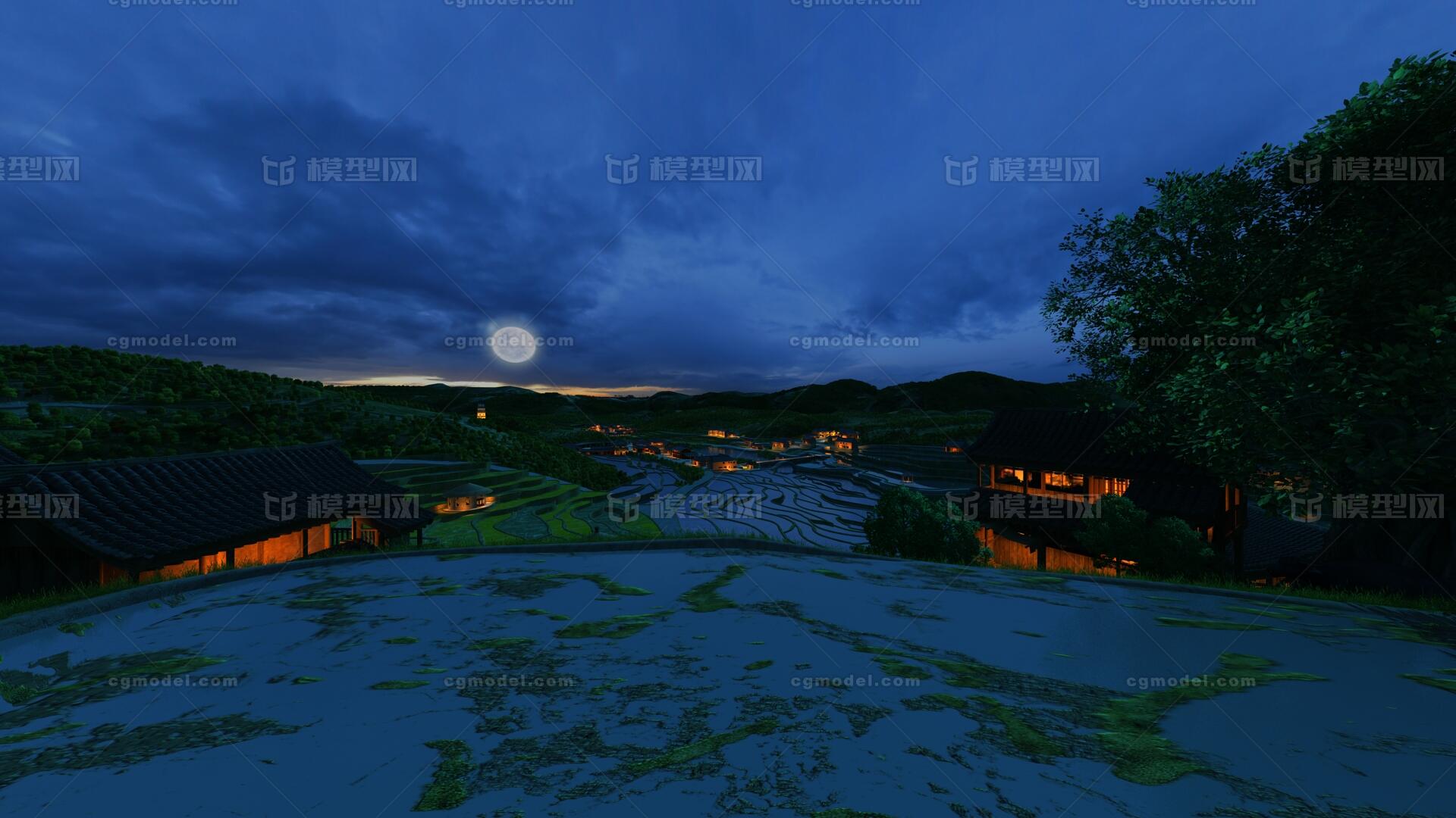 梯田 梯田名宿  农田  梯田夜景   吊脚楼夜景  乡村旅游  文化旅游