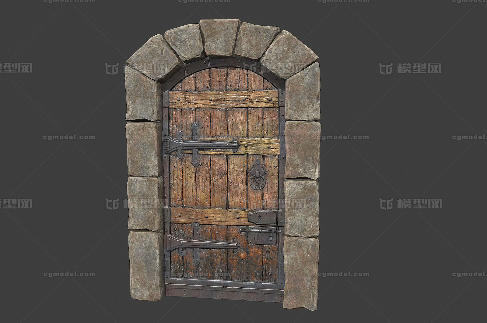 026 pbr次世代 中世纪大门 木门 城门 院门 砖墙 铁门 古代 欧洲 欧式