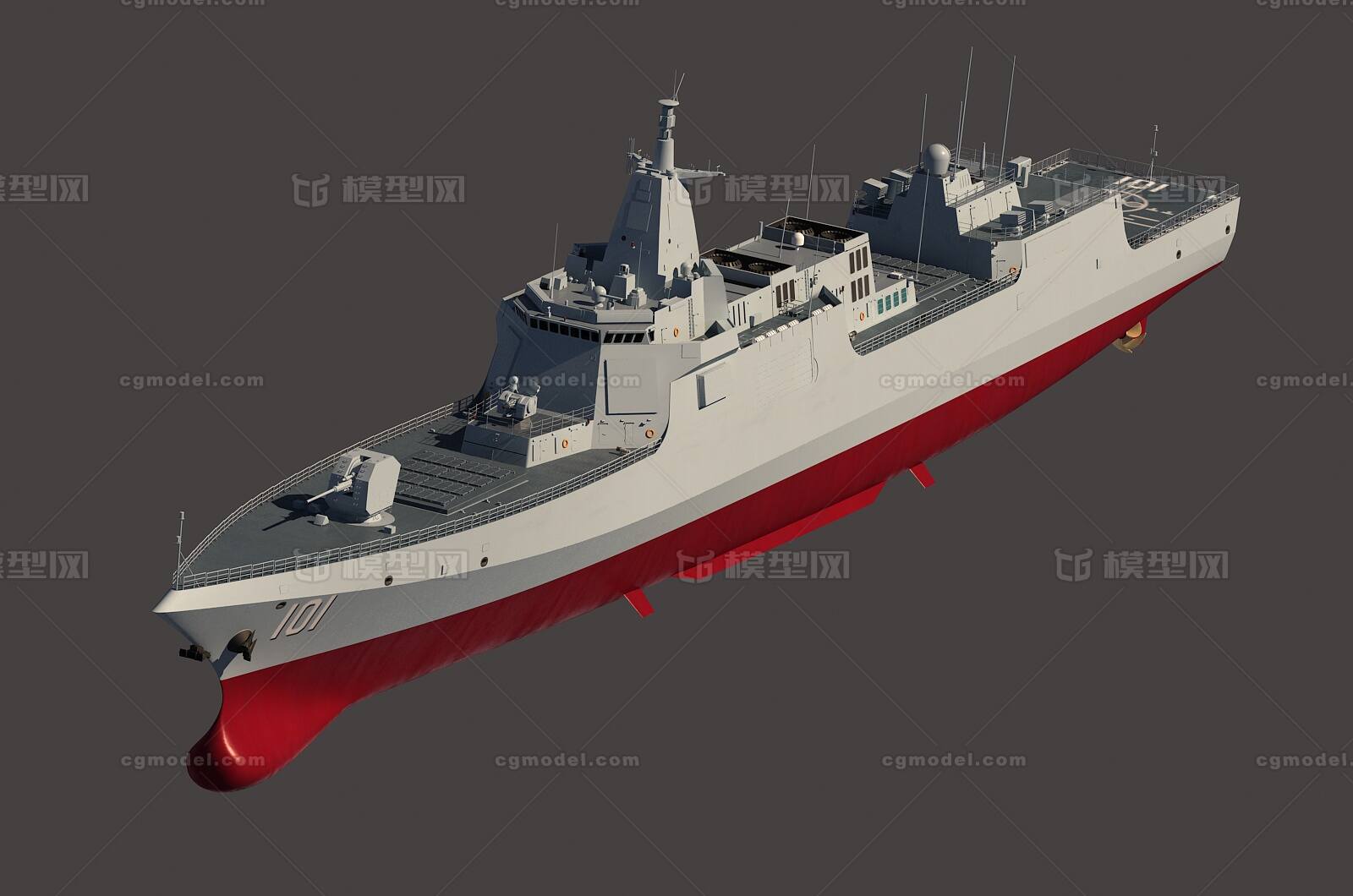 中国海军055型导弹驱逐舰_骇浪作品_船艇军舰_cg模型网
