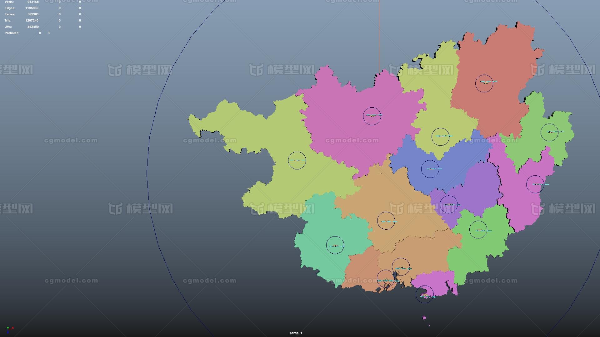 广西模型 广西3d模型 广西分区域模型 广西分区域矢量轮廓