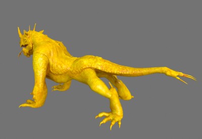 黄金蜥蜴 lizard staute 带法线 雕塑 火蜥蜴