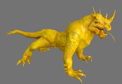 黄金蜥蜴 lizard staute 带法线 雕塑 火蜥蜴