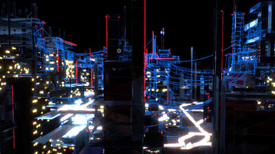 写实夜景未来城市 未来建筑 未来街道 夜景城市 科幻城市 悬浮道路
