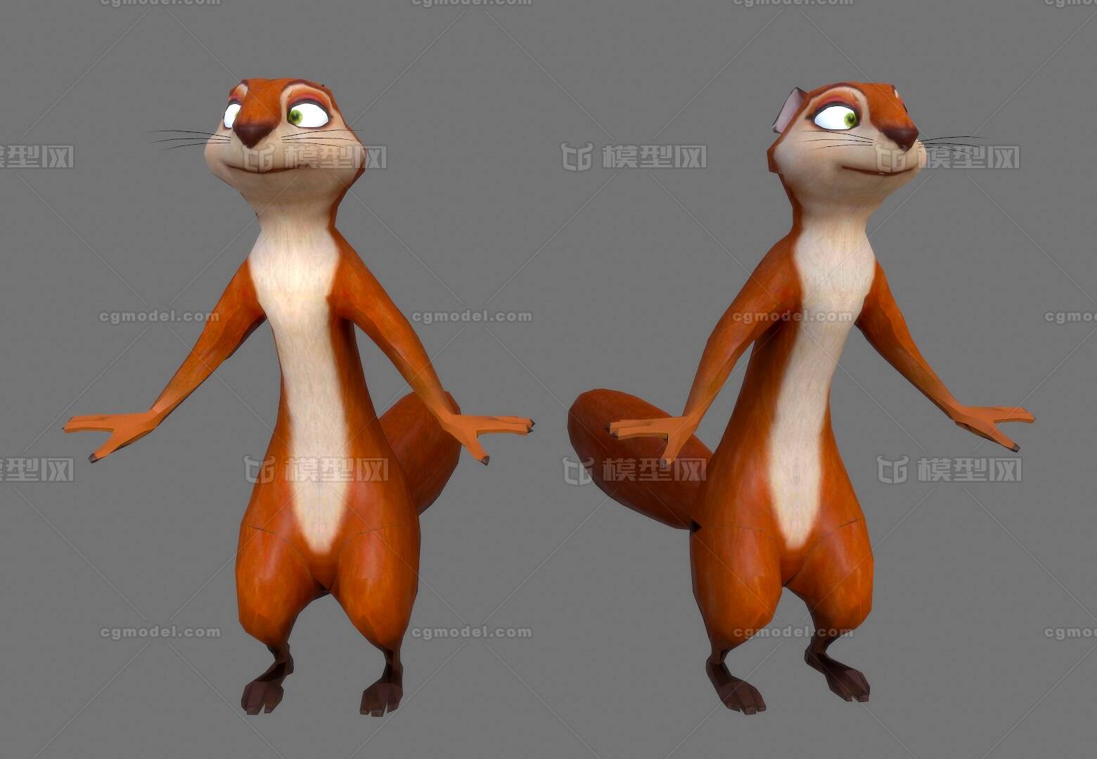 卡通 小松鼠 the squirrel  动画角色  简模动物