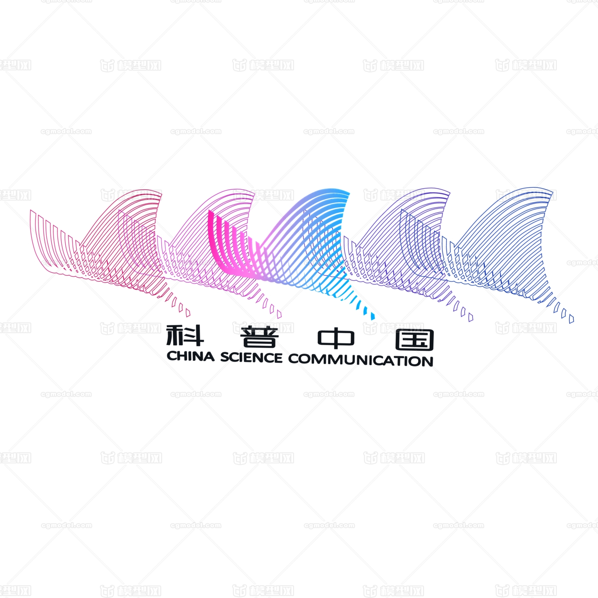 科普中国logo 科普中国图标 科普中国3d模型