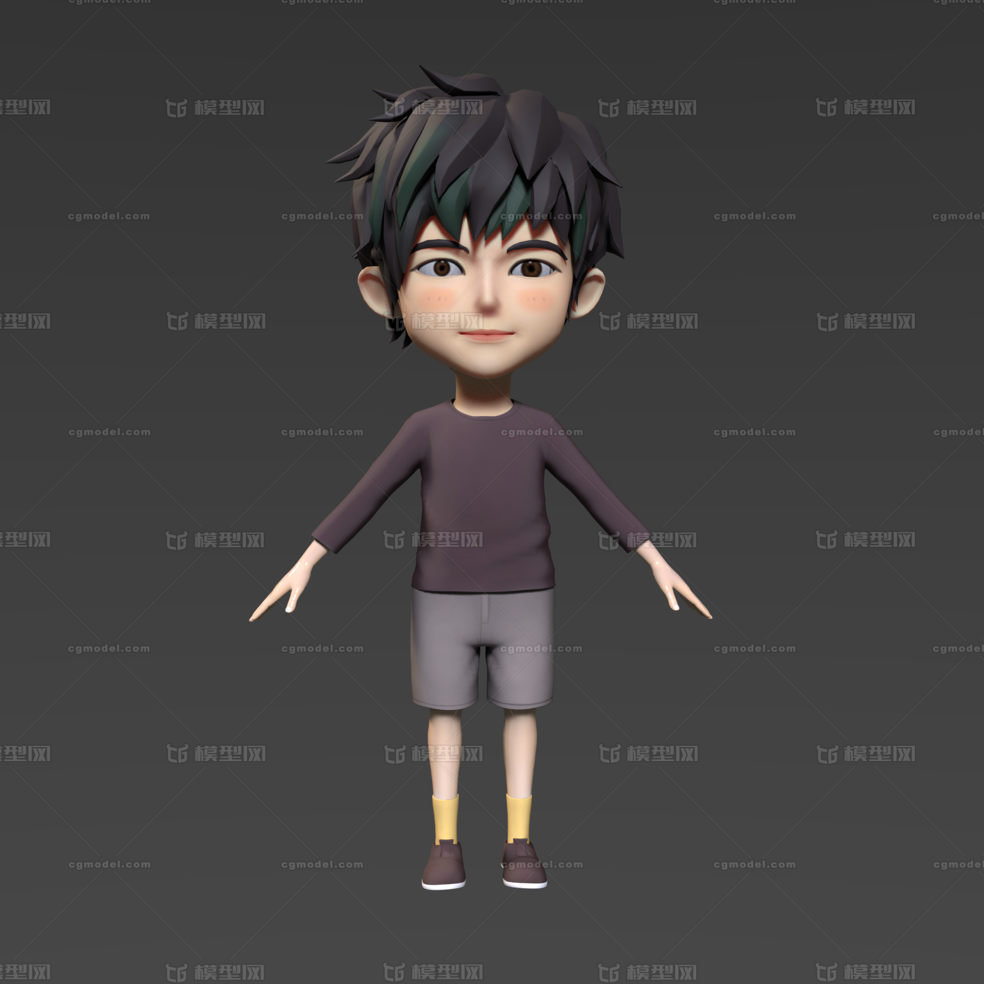 卡通小男孩 小男孩 q版小男孩 _魏非作品_人物女人_cg模型网