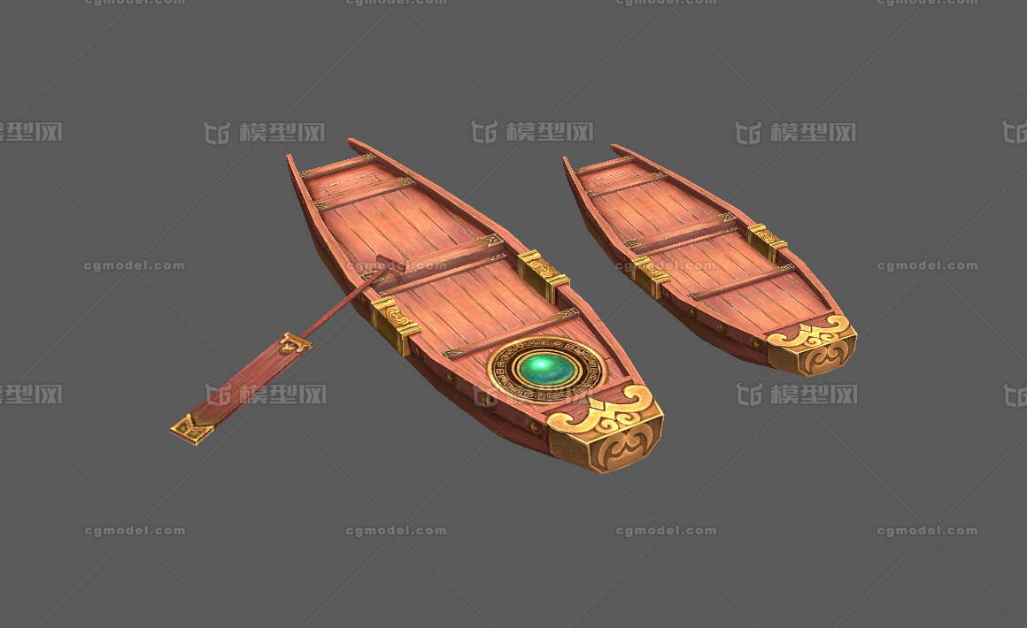 写实 木船 小舟 船桨 小船_hippo_hlh作品_船艇古代船