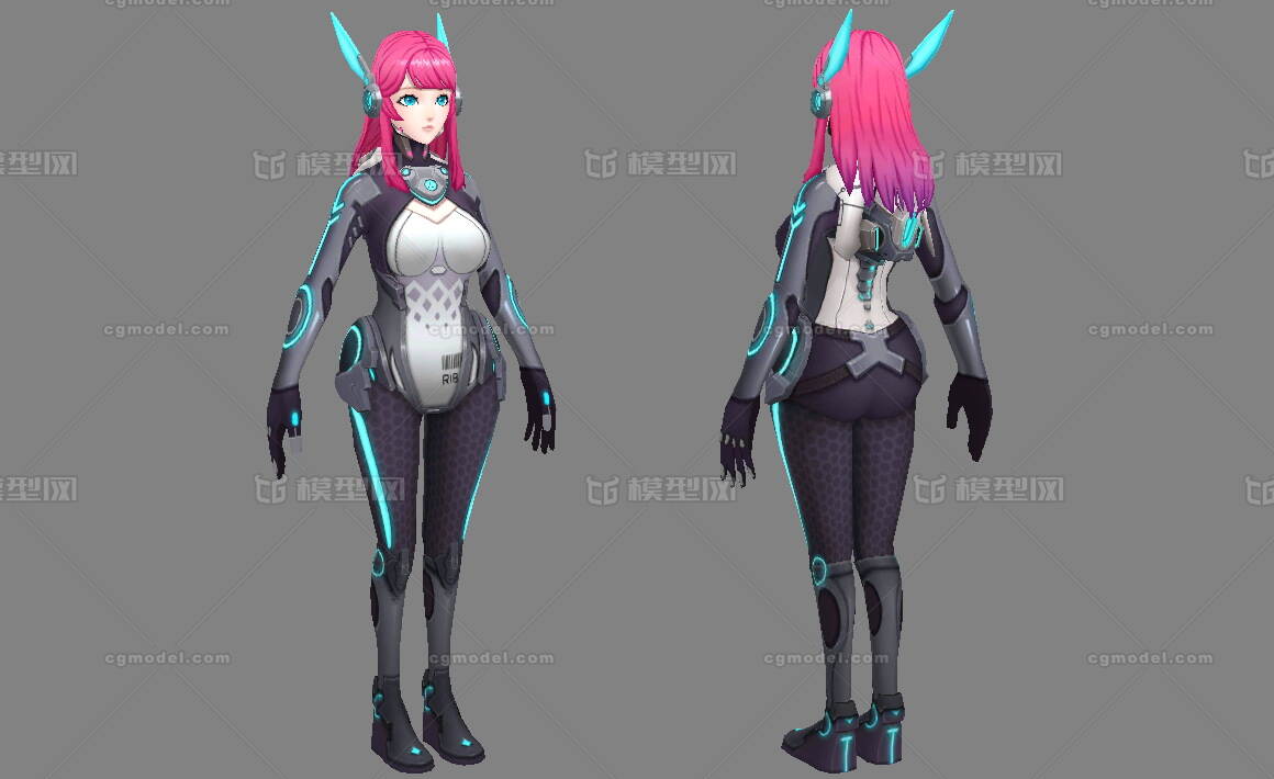 二次元 卡通 机甲少女 红发战斗少女 机械装甲 科幻 女兵 女孩子 现代