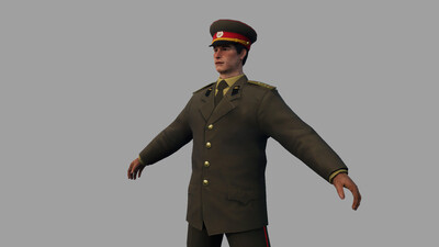 二战苏联军官 苏联军人 苏联指挥官 陆军长官 3dmax2015版本,有fbx