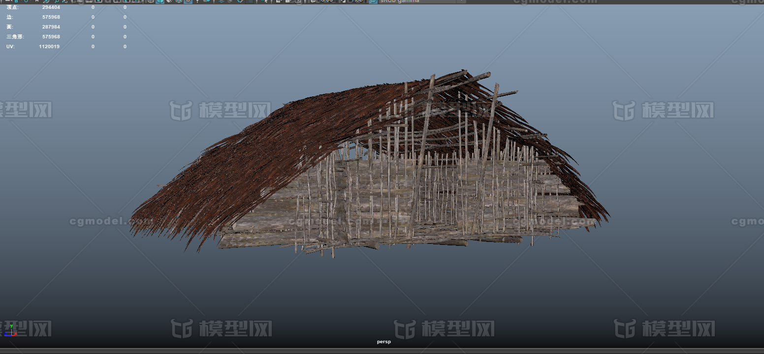 茅草棚子模型_567878999作品_场景古代场景_cg模型网