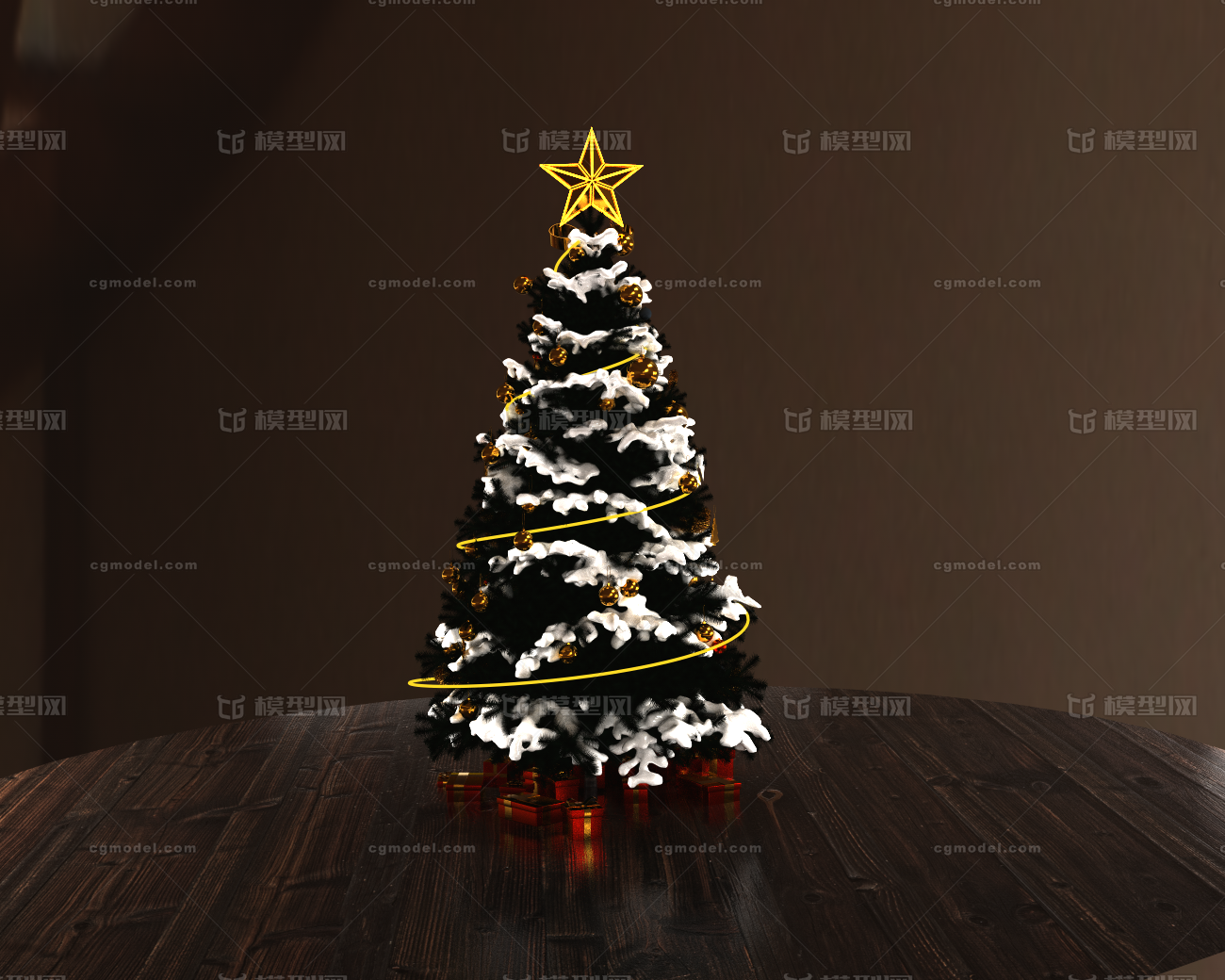 圣诞树模型 c4d建模 c4d fbx双格式 带完整贴图  1.