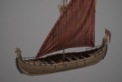 简模维京船04帆船viking战船小舟boat