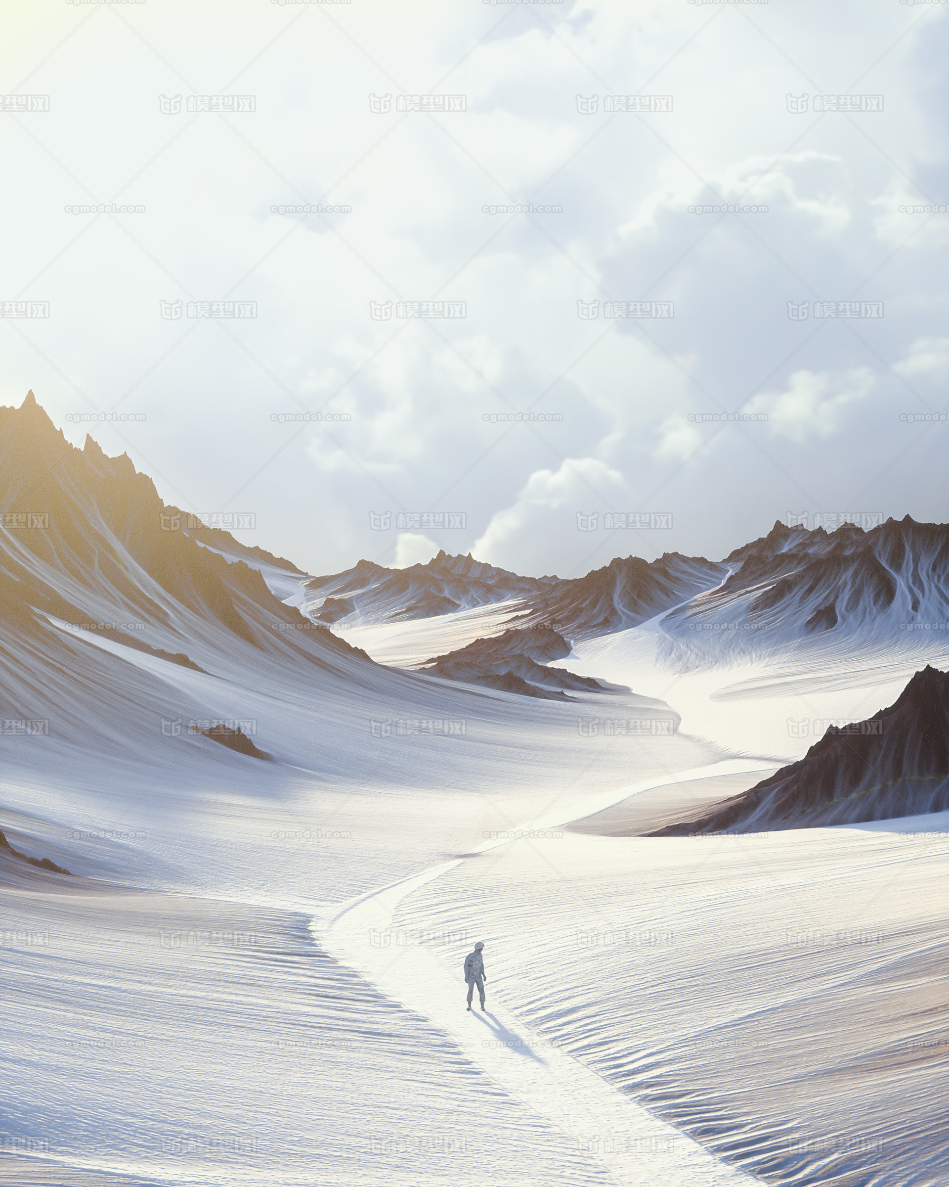 c4d雪山冰天雪地场景