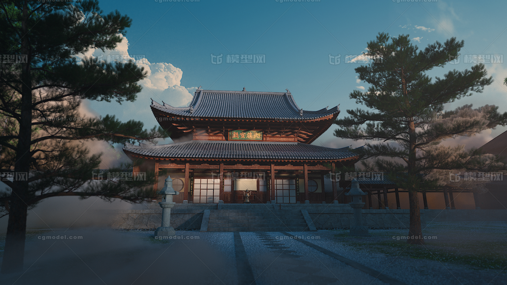 c4d东方古建筑