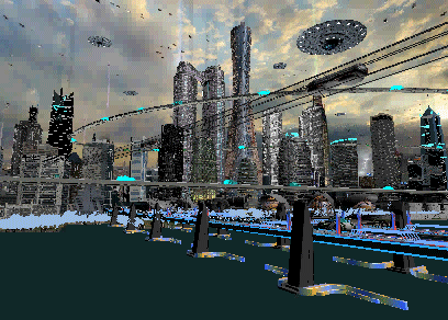 未来城市科幻场景,未来世界,飞碟,科_渲图作品_场景科幻场景_cg模型网