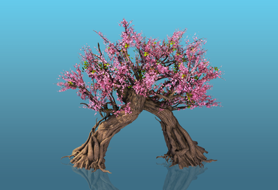 高精桃花树高模_十步一隐作品_石头植物树木石头植物树木_cg模型网