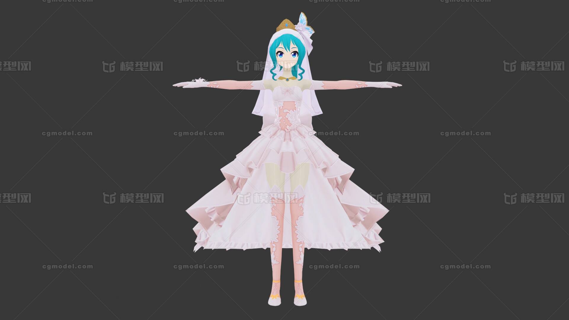 二次元少女 初音未来 婚纱套装 美女 卡通