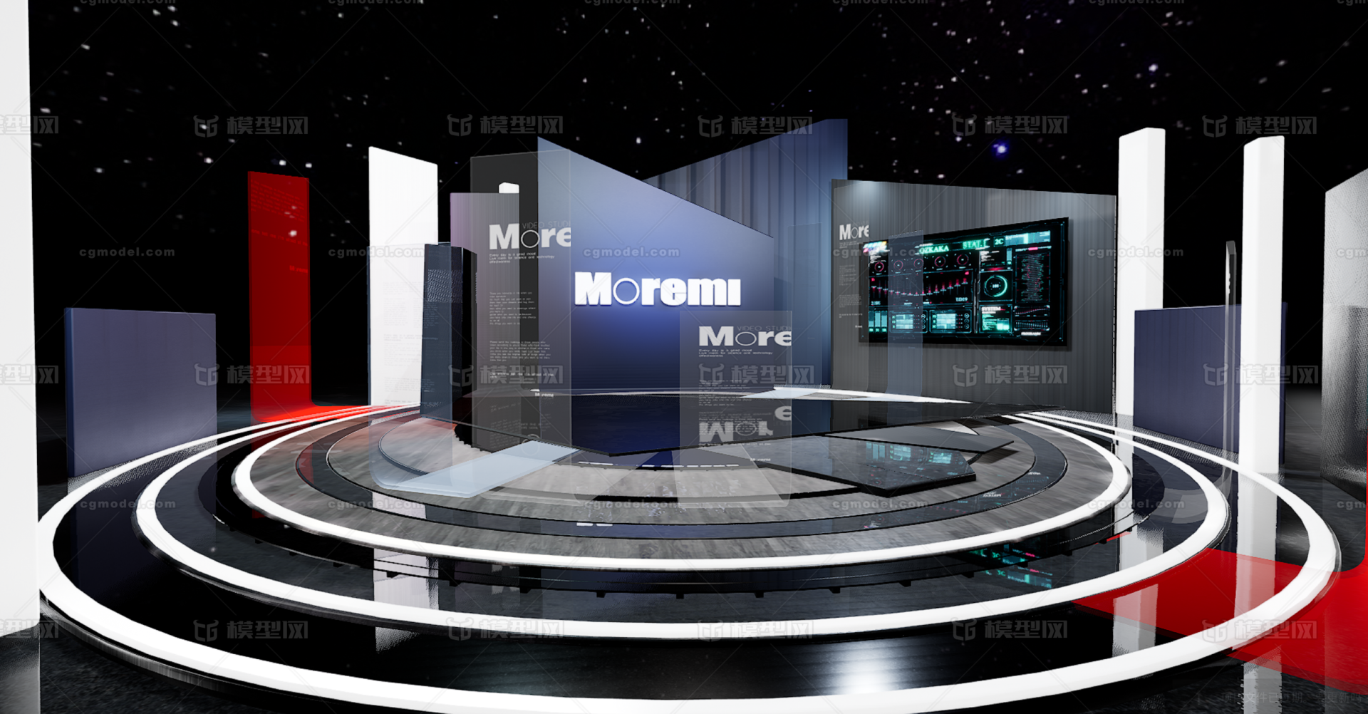 科技虚拟演播厅大型直播间新闻信息舞台