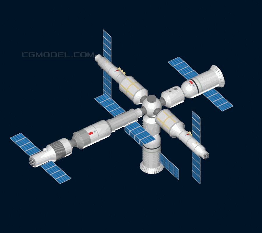 空间站 中国空间站 真实结构带动画 火箭地球卫星 国际太空模型 虚拟