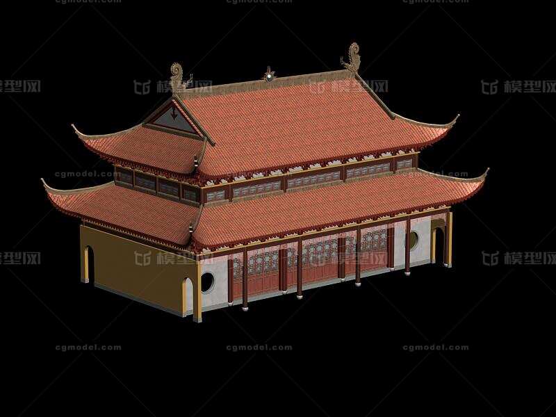 双层建筑 建筑 建筑模型 中式建筑 古建筑 藏经阁