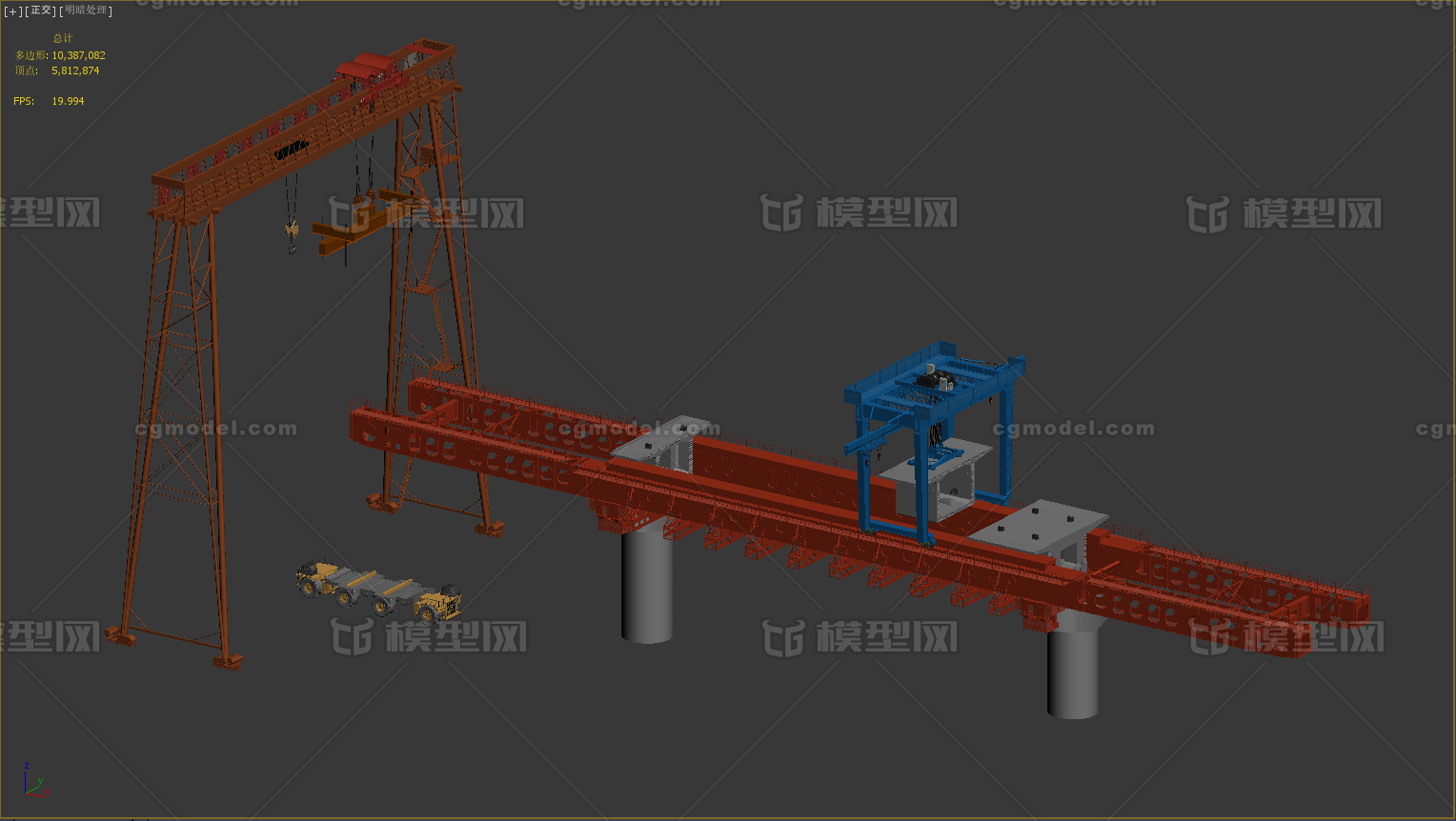 龙门吊,运梁板车_一只奋斗的vv作品_机械/器械工业设备_cg模型网