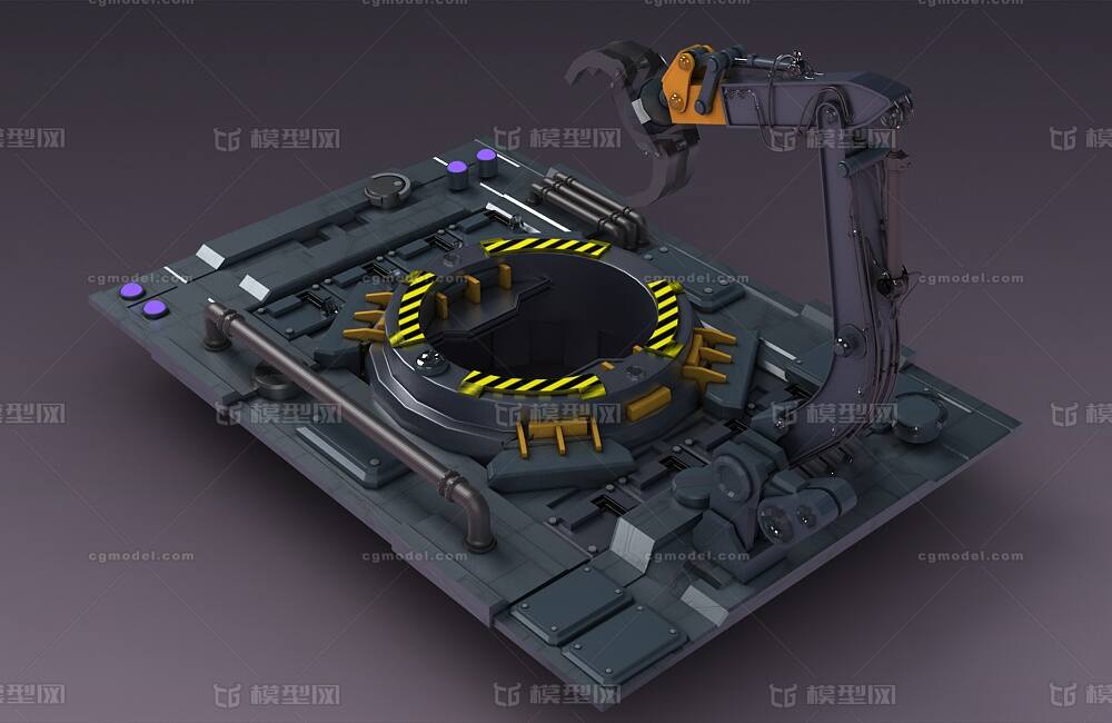科幻闸门 工作平台 机器手臂 工业设备 机械臂 太空舱部件 船舱甲板